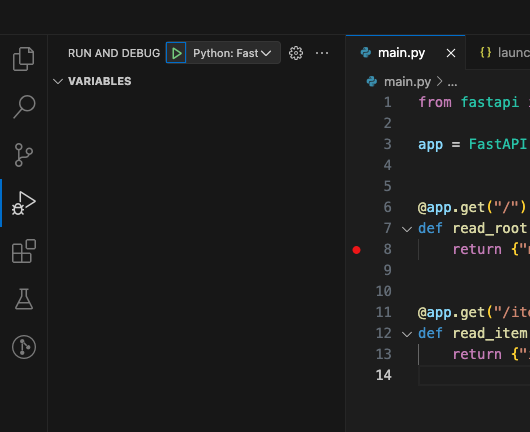 How to debug a python fastapi using vscode 