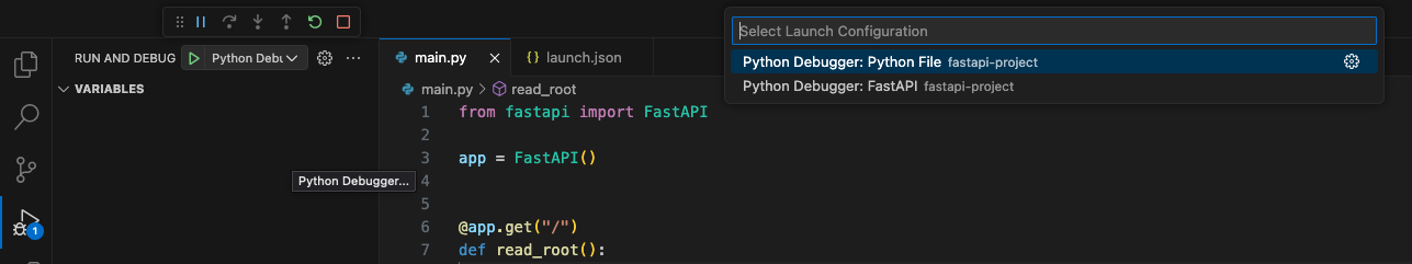 How to debug a python fastapi using vscode 