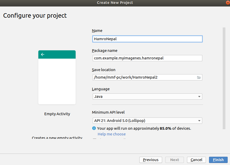 Create New Project 2